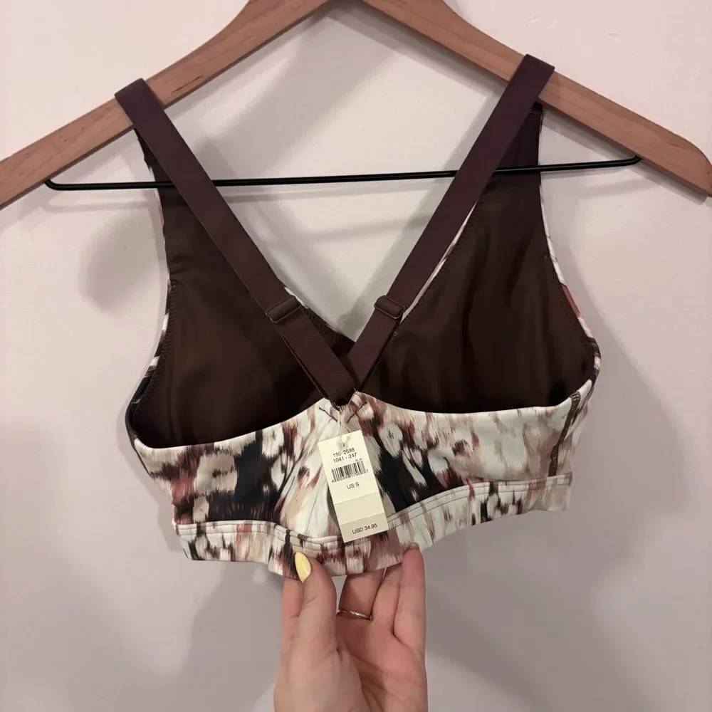 Aerie OFFLINE Shine Strappy Back Sports Bra NEW with tags Size Small Cocoa Cream